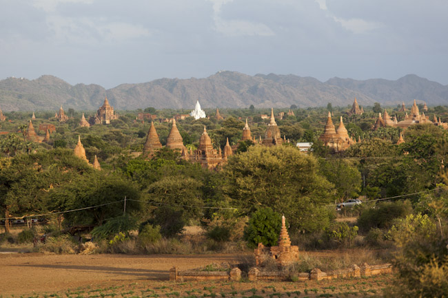 View of the Temples of Bagan in the Evening Light View of the Temples of Bagan in the Evening Light
