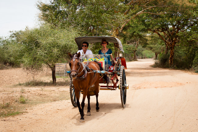 Heidi and Minthu Riding in the Horse Cart, Bagan Heidi and Minthu Riding in the Horse Cart, Bagan