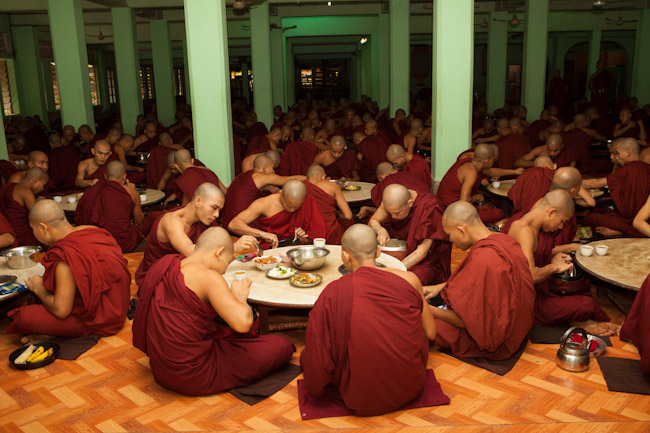 Monks Eating at Kha Khat Wain Kyaung Monastery Monks Eating at Kha Khat Wain Kyaung Monastery
