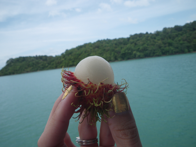 Enjoying some Rambutan on the Boat Enjoying some Rambutan on the Boat