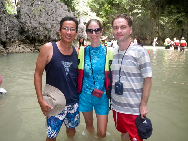 George, Heidi, and Hamid in a Hong in Phang Nga Bay George, Heidi, and Hamid in a Hong in Phang Nga Bay
